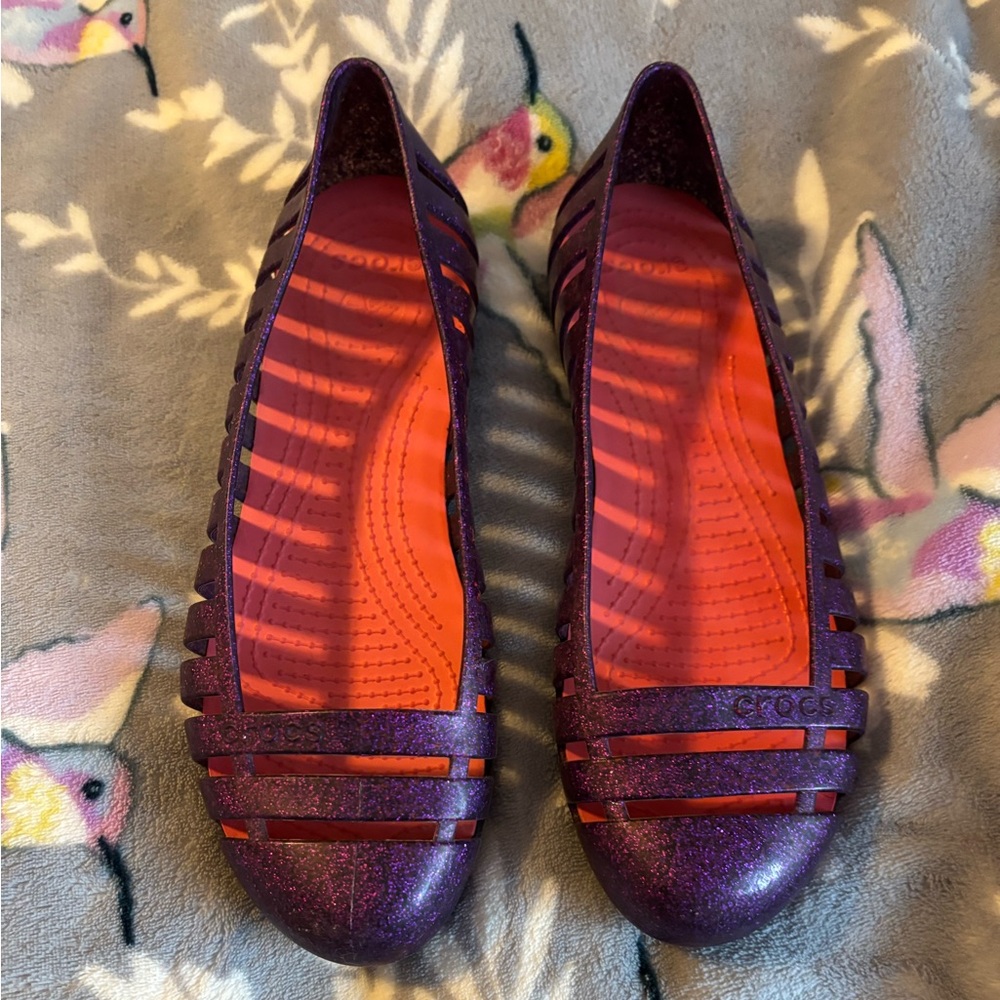 Crocs Purple Glitter Flats